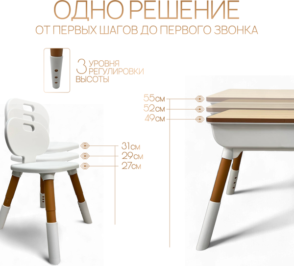 Изображение товара Комплект мебели с детским столом Bubago Crafti / BG190-1 (белый)