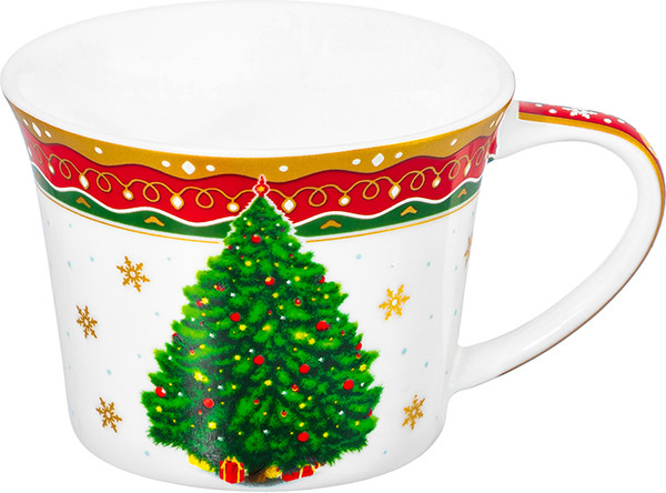 Изображение товара Чашка с блюдцем Elan Gallery Новогодняя ёлка New Bone China / 420806