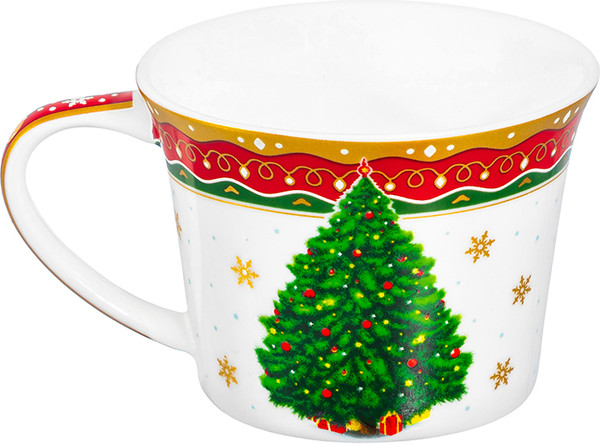 Изображение товара Чашка с блюдцем Elan Gallery Новогодняя ёлка New Bone China / 420806