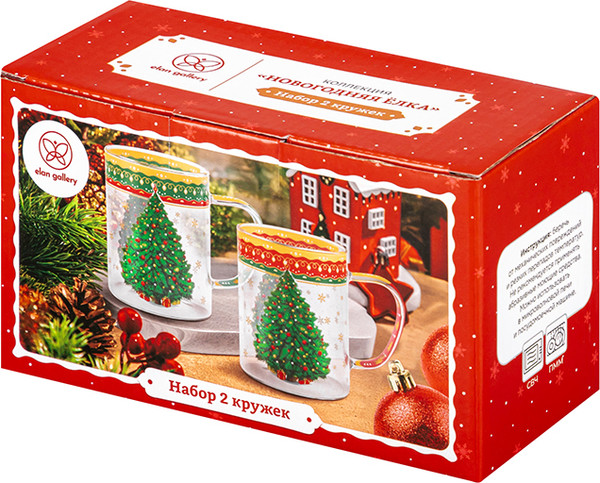 Изображение товара Набор кружек Elan Gallery Новогодняя ёлка / 420821