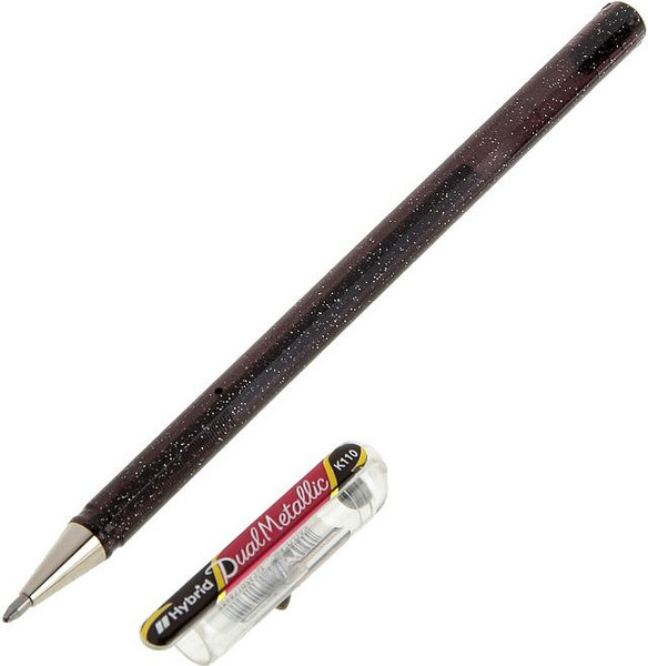 Ручка гелевая Pentel Dual Metallic / K110-DAX (черный/красный) — фото 6