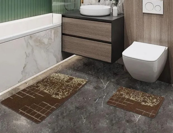 Изображение товара Набор ковриков для ванной и туалета Shahintex Vintage 60x100/60x50 (шоколадный 01)