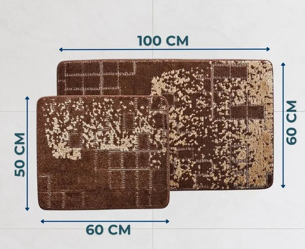 Изображение товара Набор ковриков для ванной и туалета Shahintex Vintage 60x100/60x50 (шоколадный 01)