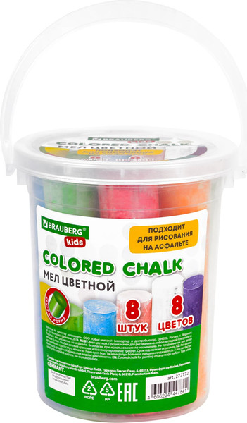 Изображение товара Набор мела канцелярского Brauberg Kids. В ведерке / 272772 (8шт)