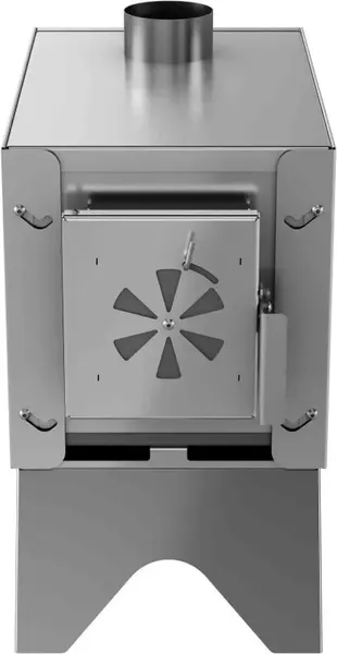 Изображение товара Палатка-баня MORZH Куб дубль с полом, печью и баком для воды (камуфляж)