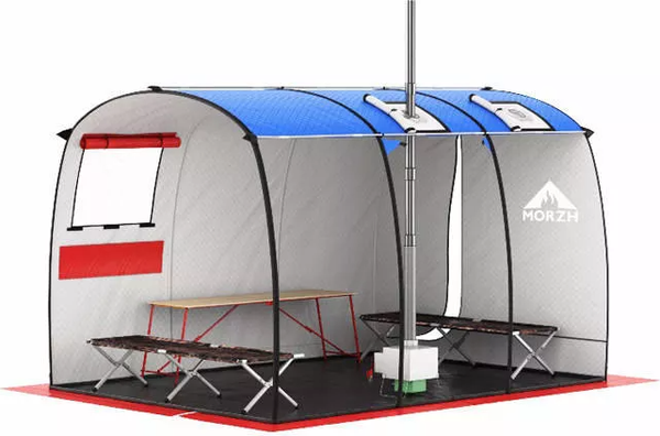 Изображение товара Палатка-баня MORZH Max с полом, печью и баком для воды (черный)