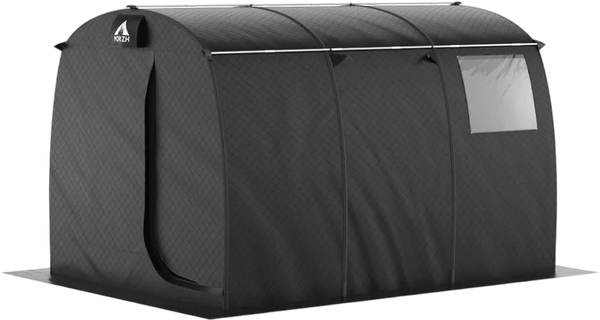 Изображение товара Палатка-баня MORZH Max с полом, печью и баком для воды (черный)