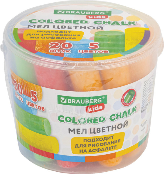 Изображение товара Набор мела канцелярского Brauberg Kids. В ведерке / 272773 (20шт)