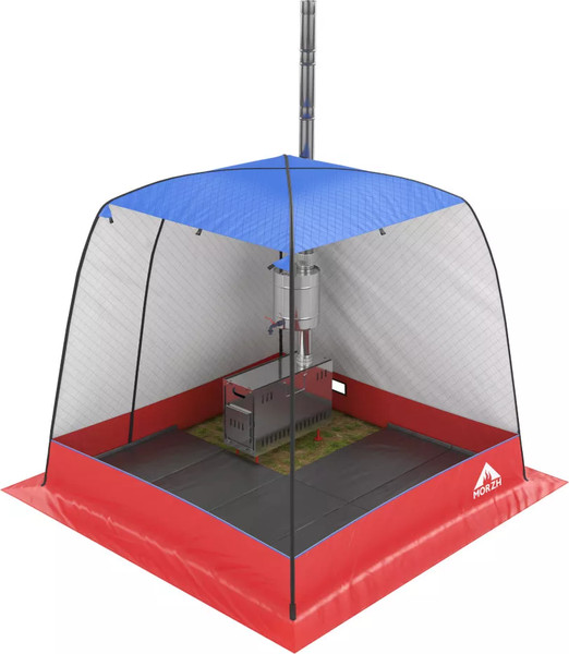 Изображение товара Палатка-баня MORZH 1 окно с полом, печью и баком для воды (черный)