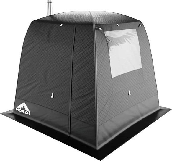 Изображение товара Палатка-баня MORZH 1 окно с полом, печью и баком для воды (черный)