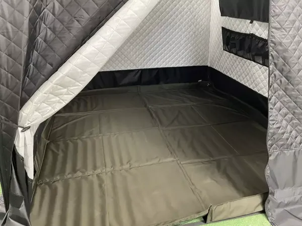 Изображение товара Палатка-баня MORZH 1 окно с полом, печью и баком для воды (камуфляж)