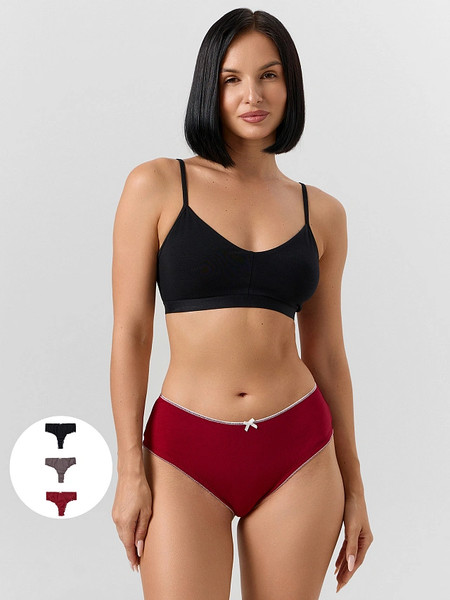 Изображение товара Комплект женских трусов Mark Formelle 412678-3 (р.94, бордовый)