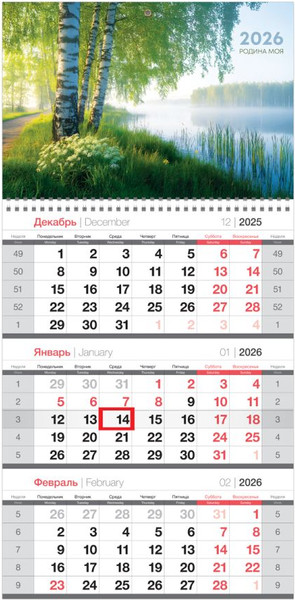 Изображение товара Календарь настенный BG Любовь к Родине / 380917 (2026г)