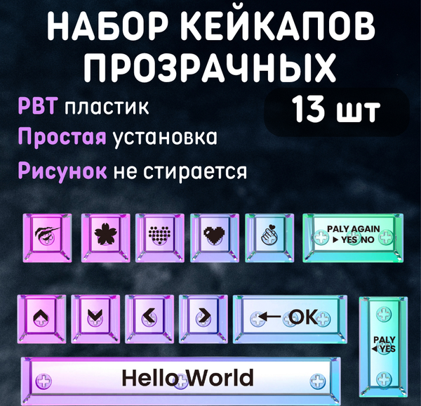 Изображение товара Набор кейкапов Havit Gamenote KC009 (13шт, прозрачный)