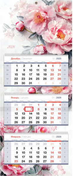 Изображение товара Календарь настенный BG Пионы / 380973 (2026г)