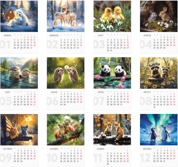 Изображение товара Календарь настенный BG Зверята / 381924 (2026г)