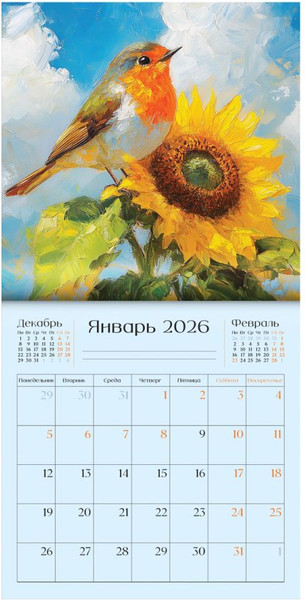 Изображение товара Календарь настенный BG Солнечные дни / 381017 (2026г)