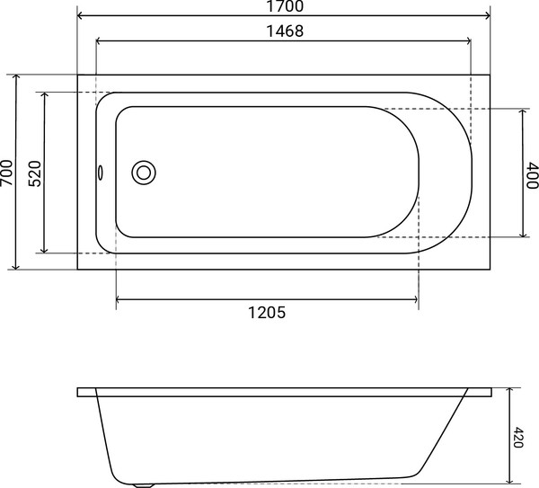 Изображение товара Ванна чугунная Lauter Victoria 2100817 / 170x70 с сифоном 21Y11022 (белый)