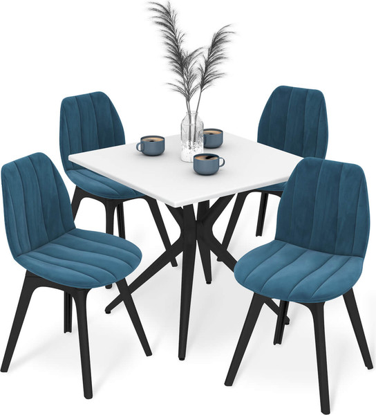 Изображение товара Обеденная группа Sheffilton SHT-DS321 (белый шагрень/тихий океан/черный)