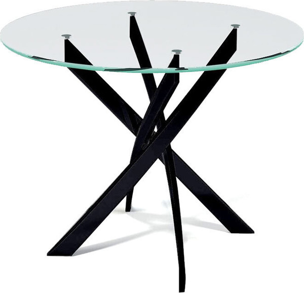 Изображение товара Обеденный стол DikLine R90 (прозрачный/опоры черные)
