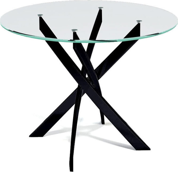 Изображение товара Обеденный стол DikLine R90 (прозрачный/опоры черные)