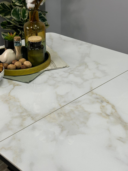 Изображение товара Обеденный стол Kenner DL1600 (черный/керамика мрамор белый глянец)