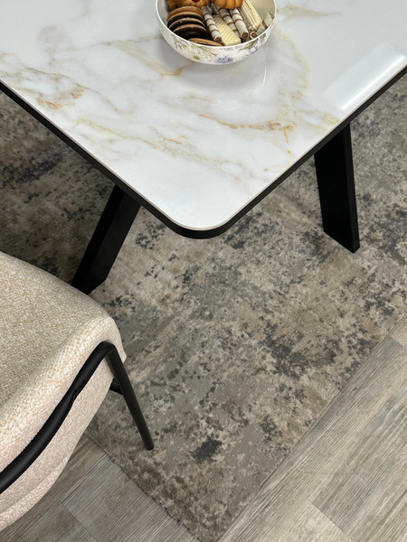 Изображение товара Обеденный стол Kenner DL1600 (черный/керамика мрамор белый глянец)