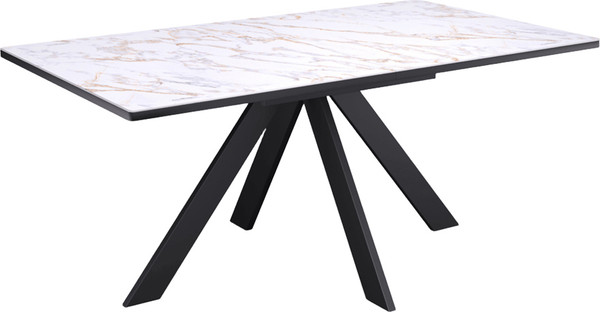 Изображение товара Обеденный стол Kenner DL1600 (черный/керамика мрамор белый глянец)