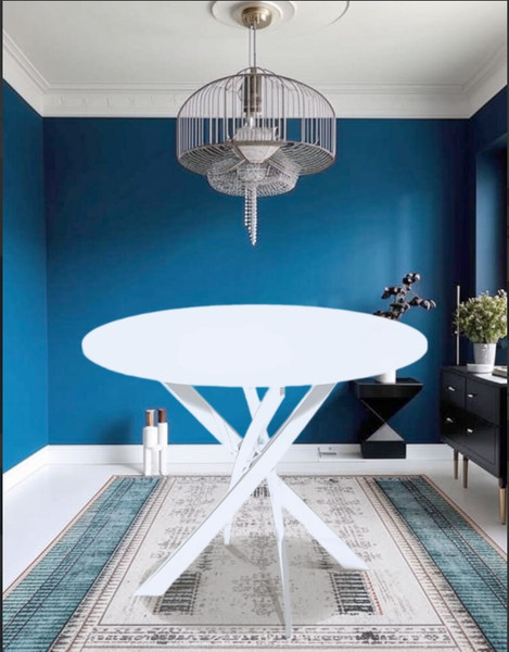 Изображение товара Обеденный стол Kenner R1000 (белый/стекло белое глянец)