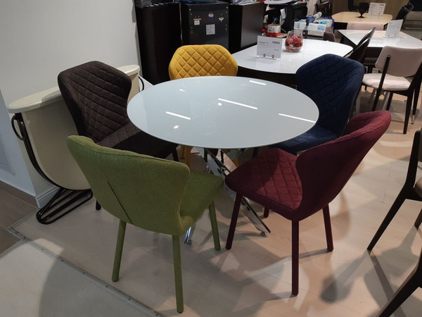 Изображение товара Обеденный стол Kenner R1000 (белый/стекло белое глянец)