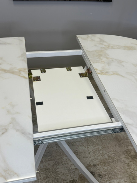 Изображение товара Обеденный стол Kenner R1100s (белый/керамика мрамор белый глянец)