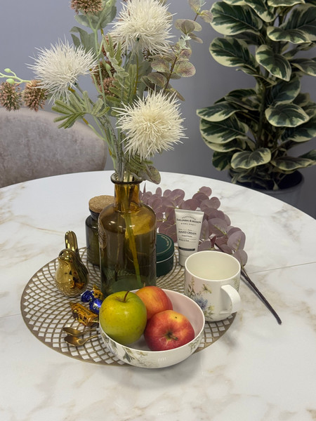 Изображение товара Обеденный стол Kenner R1100s (белый/керамика мрамор белый глянец)