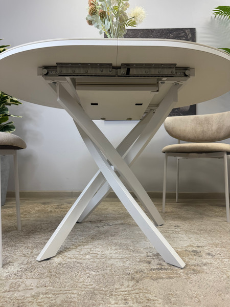 Изображение товара Обеденный стол Kenner R1100s (белый/керамика мрамор белый глянец)