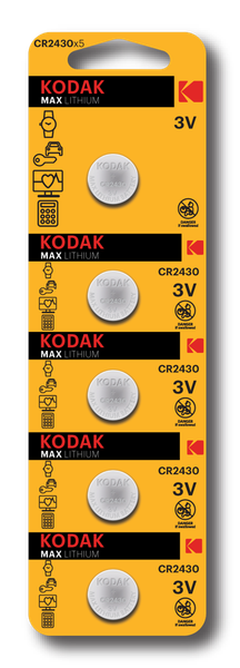 Изображение товара Комплект батареек Kodak Ultra CR2430 Lithium 3V / 30414662 (5шт)