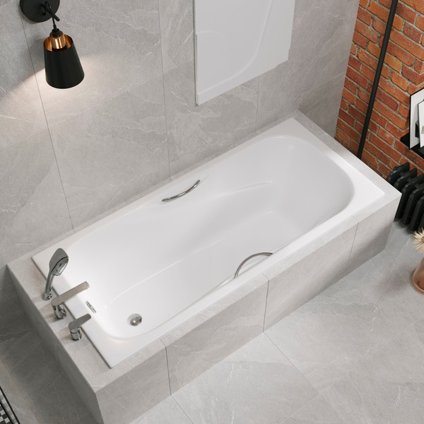 Изображение товара Ванна чугунная Lauter Regina 21014172 / 170x75 с ручками, с сифоном 21Y11021 (матовый черный)