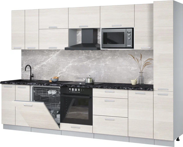 Изображение товара Кухонный гарнитур Интерлиния Мила Лайт 3.1-ПМ2 (вудлайн кремовый/вудлайн кремовый/кастилло темный)