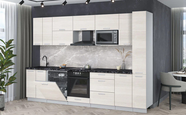 Изображение товара Кухонный гарнитур Интерлиния Мила Лайт 3.1-ПМ2 (вудлайн кремовый/вудлайн кремовый/кастилло темный)