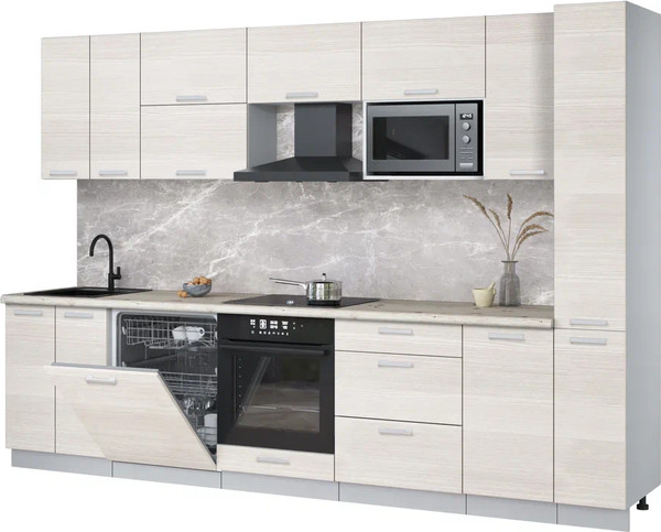 Изображение товара Кухонный гарнитур Интерлиния Мила Лайт 3.1-ПМ2 (вудлайн кремовый/вудлайн кремовый/бискайская сосна)