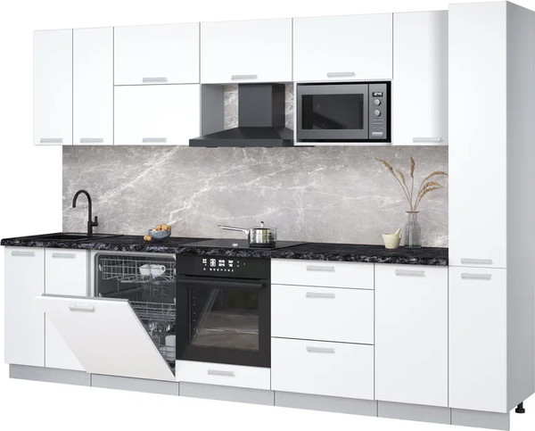 Изображение товара Кухонный гарнитур Интерлиния Мила Лайт 3.1-ПМ2 (белый платинум/белый платинум/кастилло темный)