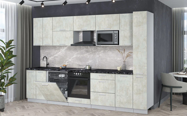 Изображение товара Кухонный гарнитур Интерлиния Мила Лайт 3.1-ПМ2 (бетон лайт/бетон лайт/кастилло темный)