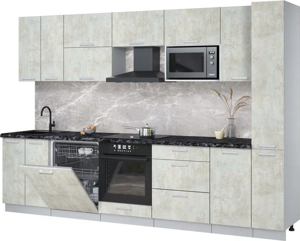 Изображение товара Кухонный гарнитур Интерлиния Мила Лайт 3.1-ПМ2 (бетон лайт/бетон лайт/кастилло темный)