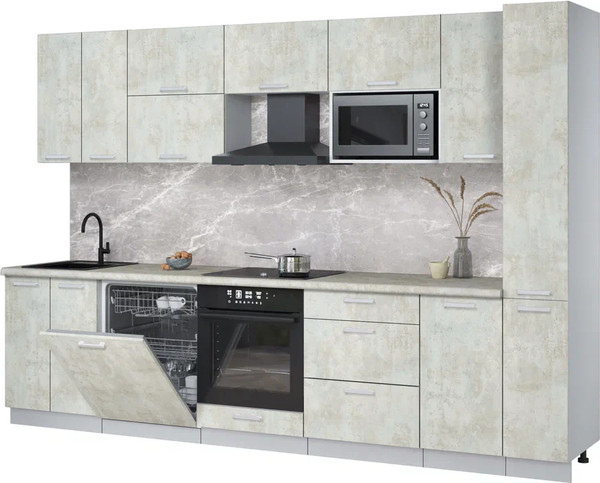 Изображение товара Кухонный гарнитур Интерлиния Мила Лайт 3.1-ПМ2 (бетон лайт/бетон лайт/опал светлый)