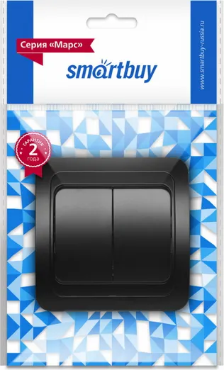 Изображение товара Выключатель SmartBuy Марс SBE-02b-10-SW2-0-c (черный)