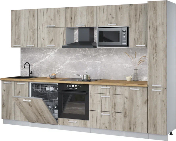 Изображение товара Кухонный гарнитур Интерлиния Мила Лайт 3.1-ПМ2 (дуб серый/дуб серый/дуб бунратти)