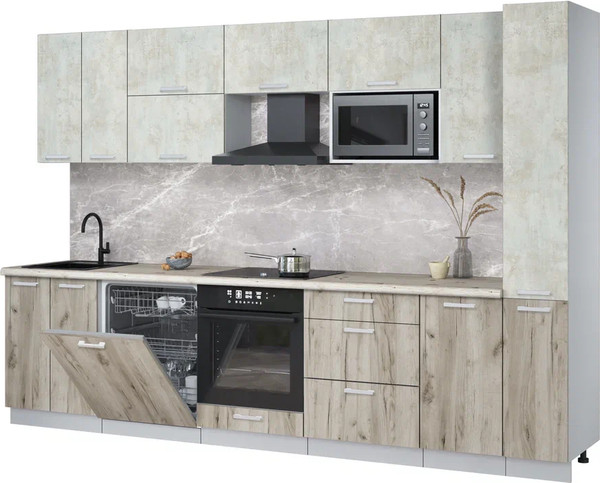 Изображение товара Кухонный гарнитур Интерлиния Мила Лайт 3.1-ПМ2 (бетон лайт/дуб серый/бискайская сосна)