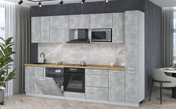 Изображение товара Кухонный гарнитур Интерлиния Мила Лайт 3.1-ПМ2 (бетон/бетон/дуб бунратти)