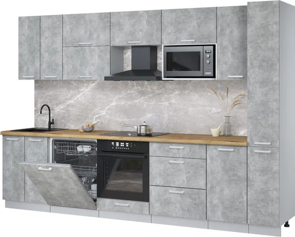 Изображение товара Кухонный гарнитур Интерлиния Мила Лайт 3.1-ПМ2 (бетон/бетон/дуб бунратти)