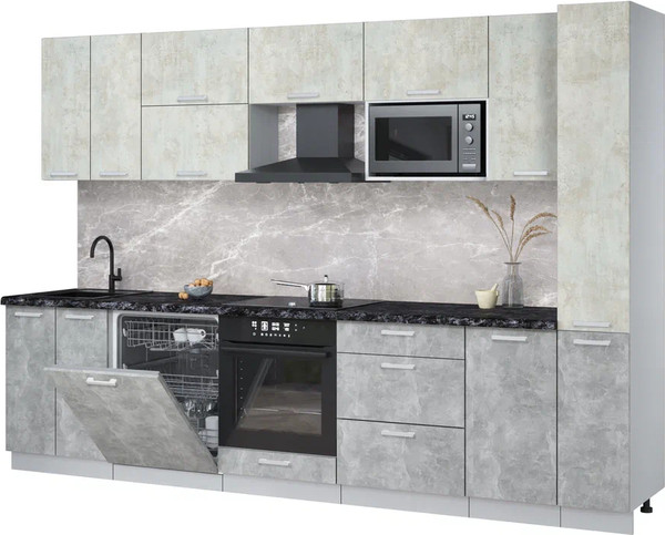 Изображение товара Кухонный гарнитур Интерлиния Мила Лайт 3.1-ПМ2 (бетон лайт/бетон/кастилло темный)