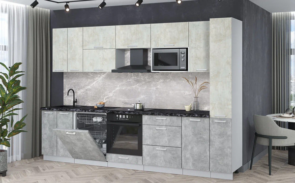 Изображение товара Кухонный гарнитур Интерлиния Мила Лайт 3.1-ПМ2 (бетон лайт/бетон/кастилло темный)