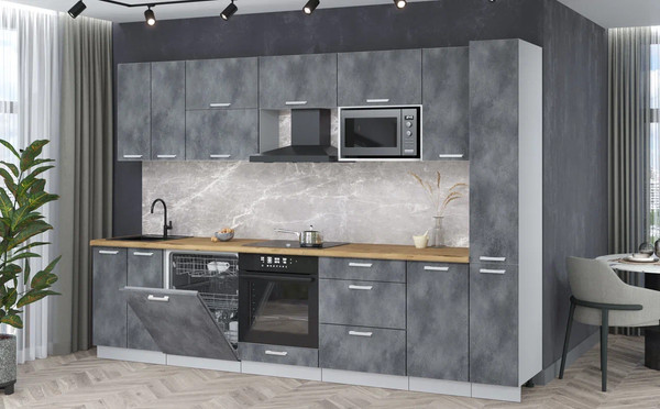 Изображение товара Кухонный гарнитур Интерлиния Мила Лайт 3.1-ПМ2 (бетон портленд/бетон портленд/дуб бунратти)